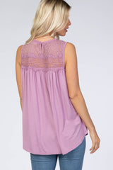 Lavender Lace Inset Tank Top