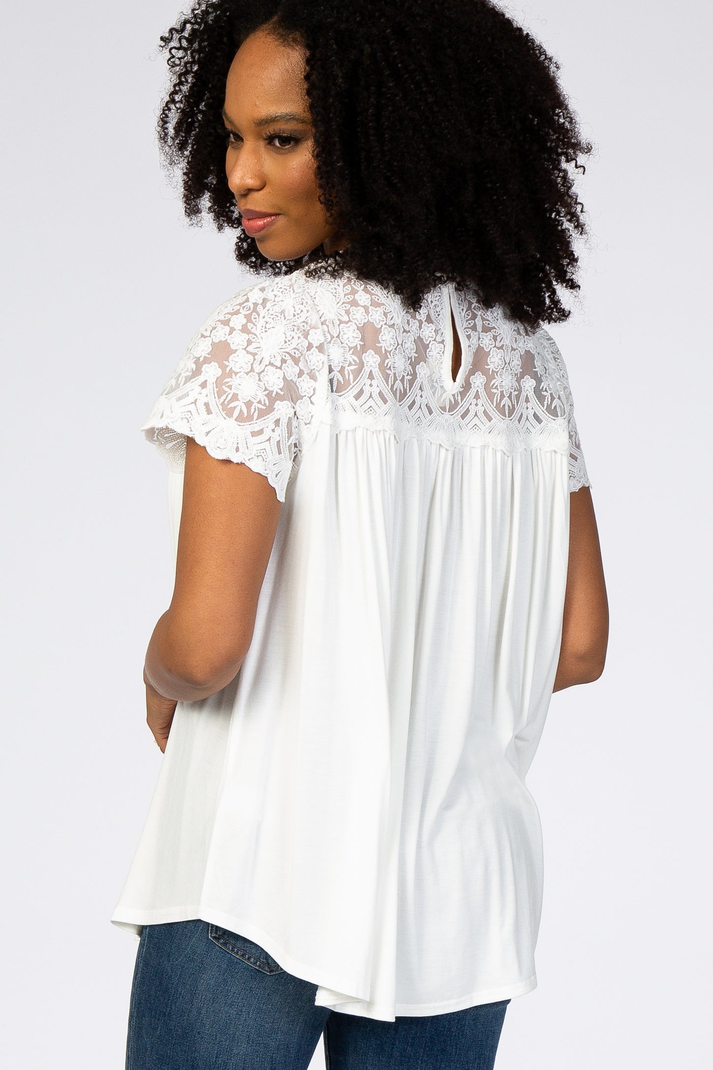 White Lace Short Sleeve Blouse – PinkBlush