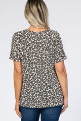 Taupe Animal Print Short Sleeve Maternity Top