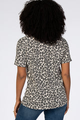 Taupe Animal Print Short Sleeve Top