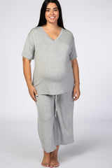 Heather Grey V-Neck Maternity Plus Sleep Set