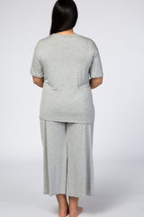 Heather Grey V-Neck Maternity Plus Sleep Set