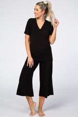 Black V-Neck Maternity Sleep Set