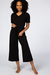 Black V-Neck Maternity Sleep Set