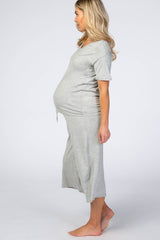 Heather Grey V-Neck Maternity Sleep Set