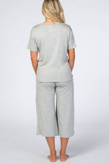 Heather Grey V-Neck Maternity Sleep Set