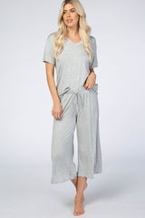 Heather Grey V-Neck Maternity Sleep Set