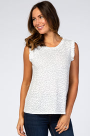 Ivory Animal Print Ruffle Sleeve Top