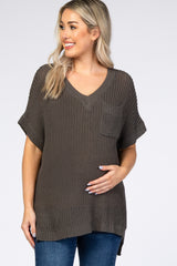 Charcoal Front Pocket Knit Maternity Top