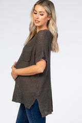 Charcoal Front Pocket Knit Maternity Top