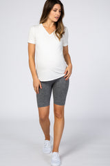 Charcoal Marled Maternity Biker Shorts