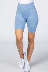 Light Blue Marled Biker Shorts