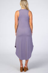 Lavender V-Neck Sleeveless Maternity Midi Dress