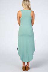 Mint V-Neck Sleeveless Maternity Midi Dress