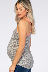 Ivory Colorblock Animal Print Maternity Top