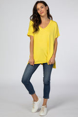 Yellow Basic Short Sleeve V-Neck Tee