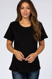 Black Short Sleeve Maternity Top