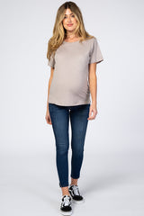 Grey Short Sleeve Maternity Top