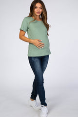 Light Olive Short Sleeve Maternity Top