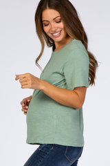 Light Olive Short Sleeve Maternity Top