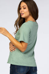 Light Olive Short Sleeve Maternity Top