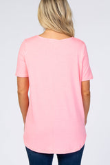 Neon Pink Button Down Short Sleeve Maternity Top