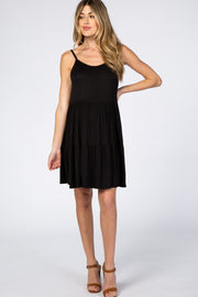 Black Tiered Maternity Tank Dress