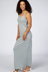 Heather Grey Basic V-Neck Maxi Dress