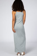 Heather Grey Basic V-Neck Maxi Dress