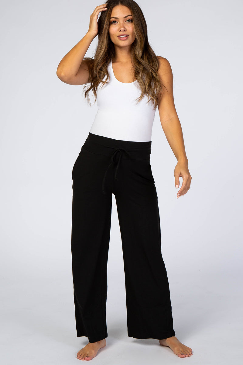 Black Drawsting Maternity Lounge Pants – PinkBlush