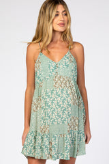 Mint Printed Button Front Maternity Dress