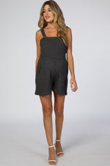 Charcoal Smocked Ruffle Accent Maternity Romper