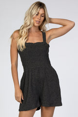 Charcoal Smocked Ruffle Accent Romper