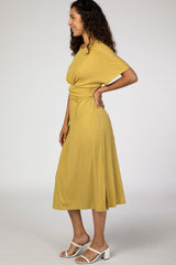 Yellow Wrap Tie Midi Dress