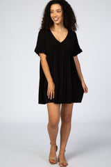 Black Ruffle Sleeve Baby Doll Dress