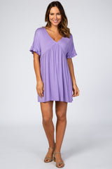 Lavender Ruffle Sleeve Baby Doll Dress