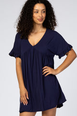 Navy Ruffle Sleeve Baby Doll Dress