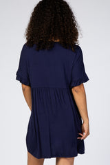 Navy Ruffle Sleeve Baby Doll Dress