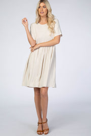 Beige Linen Babydoll Dress