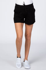 Black French Terry Maternity Sweat Shorts