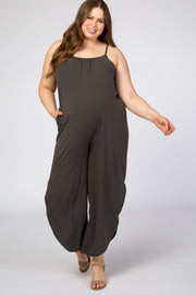 Grey Split Hem Plus Maternity Jumpsuit