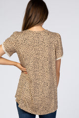 Taupe Animal Print Tulip Sleeve Maternity Top