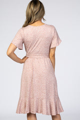 Mauve Polka Dot Ruffle Dress