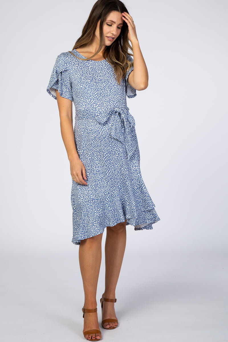 Blue Polka Dot Ruffle Maternity Dress – PinkBlush