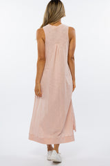 Pink Front Button Hi-Low Midi Dress