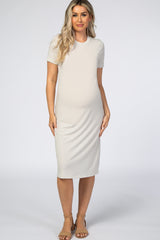 Grey Short Sleeve Maternity Midi Dress