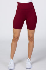 Burgundy Ribbed Bike Shorts