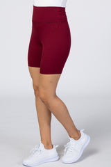 Burgundy Ribbed Bike Shorts