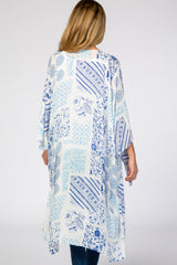 Blue Multi Print Textured Maternity Coverup