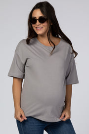 Grey Basic Short Sleeve Maternity Tee